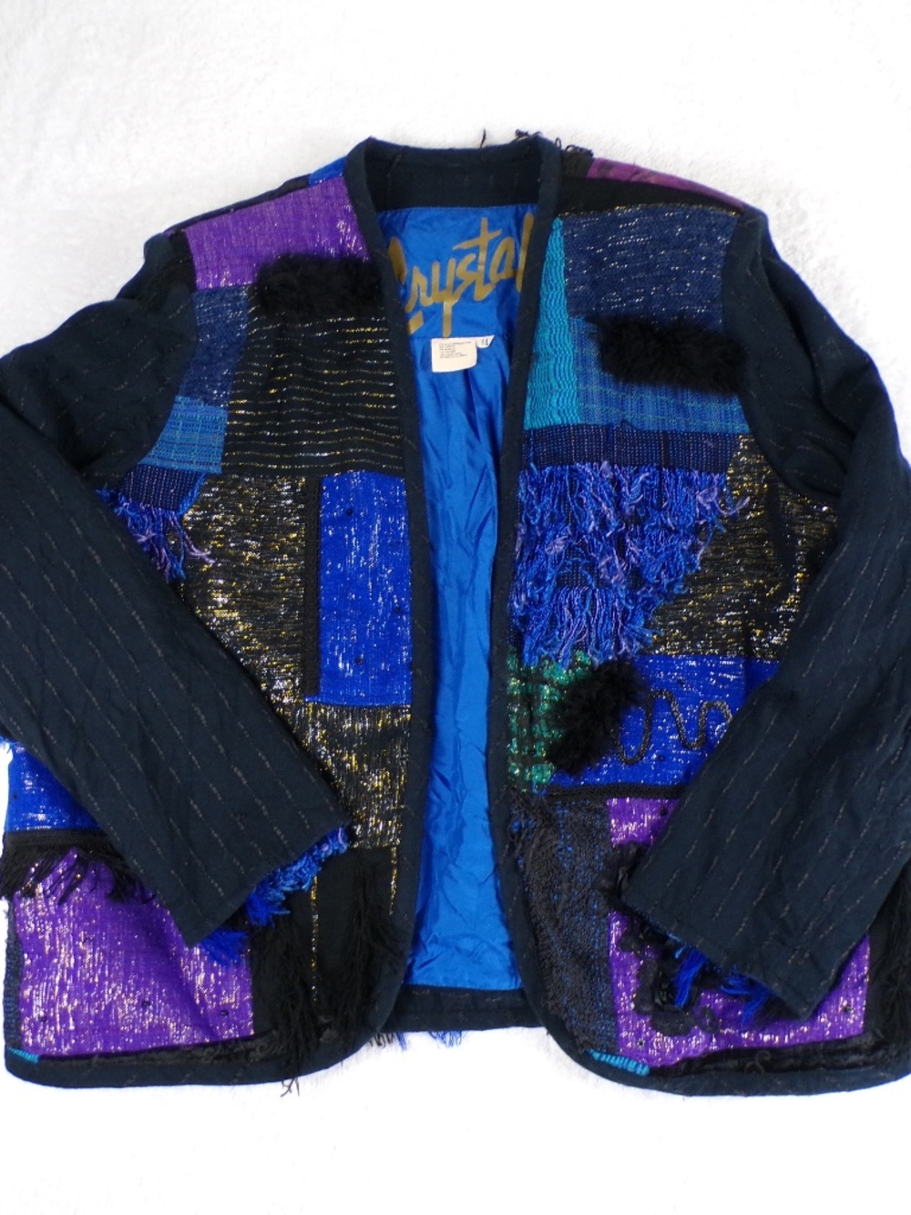 Vintage Crystal Handwovens Multi color Women’s Blazer Size IL, 90’s Woven in Col